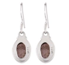 92.5Sterling Silver Earrings Big Oval Moonstone Drop Hanging Earrings