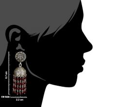 92.5 Sterling silver Earrings Sun God Face Red Onyx Stone Beads Jhumkis