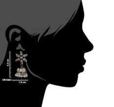 92.5 Sterling Silver Oxidized Earrings Big floral Hanging Jhumkis With Silver Tassels Earrings