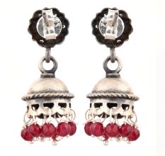 92.5 Sterling Silver Earrings Floral Stud Silver Jhumki With Red Onyx Tassel Earrings
