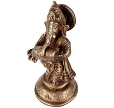Brass Dancing Ganesha Playing A Drum