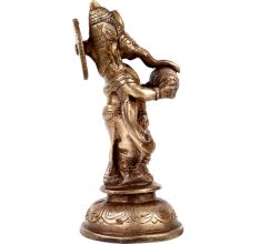 Brass Dancing Ganesha Playing A Drum