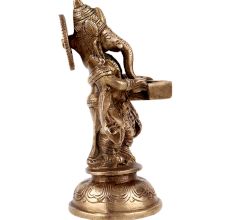 Standing Brass Lord Ganesha Playing Musical Instrument Harmonium