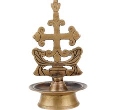 Brass Oil Lamp Christian Design Art Decor Piece