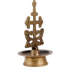 Brass Oil Lamp Christian Design Art Decor Piece