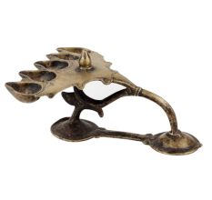 Brass Oil Lamp With Eight Wick Unusual Shape And Design