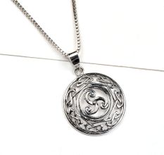 92.5Sterling Silver Pendant Swirl Design In Centre of Round Entangled Design
