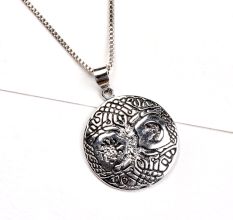 Round 92.5 Sterling Silver Pendant Tree of Life With Crescent Moon and Sun Design