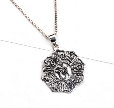 Floral 92.5 Sterling Silver Pendant Aum In Centre And Zodiac Symbols
