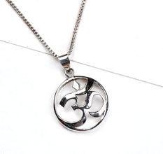 Sacred 92.5 Sterling Silver Pendant Om Enclosed In Circle