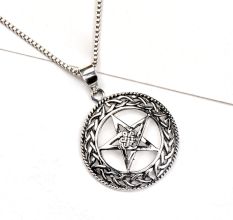 92.5 Sterling Silver Pendant Round Cross Centre Triangle Celtic Knot Border