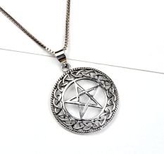 92.5 Sterling Silver Pendant Pentagram Star In Celtic Knot Border