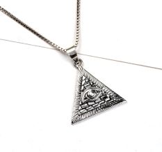 92.5 Sterling Silver Pendant  Eye Of Horus Pyramid Magic Charm Gifting Jewelry