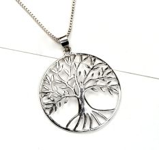 92.5 Sterling Silver Pendant Tree Of Life In A thin Circular Border