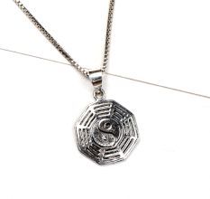 92.5 Sterling Silver Pendant I Ching yin Yang Symbol Engraved Pendant Jewelry