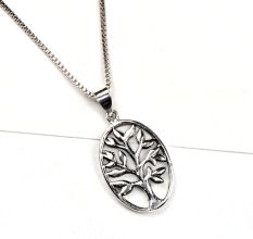 Oval 92.5 Sterling silver Pendant with Tree Of Life Design Inside The Ring