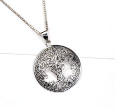 92.5 Sterling Silver Pendant Engraved Celtic  Tree of Life