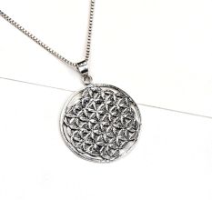 Handmade 92.5 Sterling Silver Pendant Round Floral Design