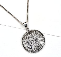 92.5 Sterling Silver Pendant Tree of life And Aum Design