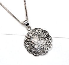 Round 92.5 Sterling Silver Pendant Infinity Celtic Knot In Centre And Border