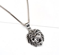 92.5 Sterling Silver Handcrafted Pendant Roaring Lion Statement jewelry