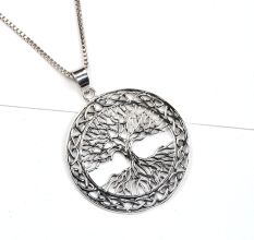 92.5 Sterling Silver Pendent Tree Of Life With Branches And Roots With Celtic Knots Border