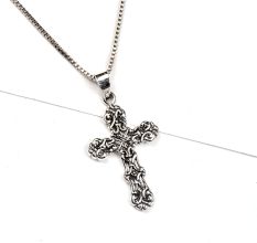 92.5 Sterling Silver Pendant Embossed Design Holy Cross Pendant