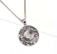 92.5 Sterling silver pendant Aum In Centre With Symbols In Outer Ring