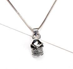92.5 Sterling Silver Pendant Angry Human Skull Face Design