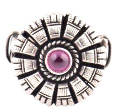 Oxidized 92.5 Sterling Silver Ring Adjustable With Spaced Petals Floral Design (Free Size)