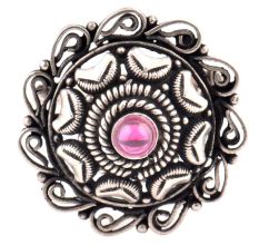 Round 92.5 Sterling silver Ring With Petals And Scroll Flower Design (Free Size)