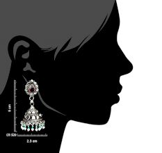 Amethyst Studded 92.5 Sterling Silver jhumki Earrings  With Onyx Stone And Green Onyx Beads
