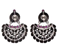 92.5 Sterling Silver Chandbali Earrings With Amethyst Stones