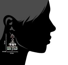Pyramid Shaped 925 Sterling Silver Jhumki Earrings With Onyx Beads And Amethyst Stud