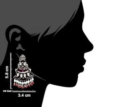 Long Floral 92.5 Sterling Silver Earrings Peacock Motif Pearl And Red Agate Tassels