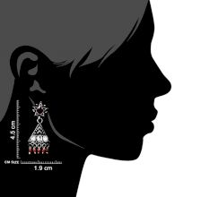 Triangular 92.5 Sterling silver Jhumki Earrings With Amethyst stud And Garnet Beads Hanging