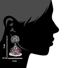 Big Floral Stud 92.5 Sterling Silver jhumkis Amethyst Stone Pearl Hangings