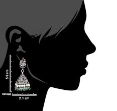 Peacock Engraved 92.5 Sterling silver Earrings Pyramid Shaped Jhumkis With Green Aventurine and Pearl Beads