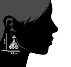 Tribal Style 92.5 Sterling Silver Earrings  Motifs With Green Aventurine And Pearl Tassels