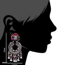 Floral Design 92.5 Sterling Silver Earrings Adorned With Pink Tourmaline Stones