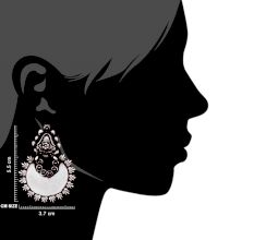92.5 Sterling Silver Earrings Chandbali Leafy Pattern Amethyst Stone Ring Border Dangler