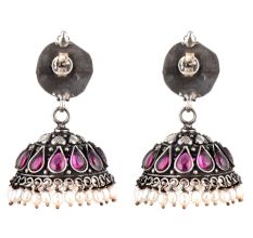Peacock 92.5 Sterling silver Earring Amethyst Stone Pearl Hangings