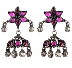 Amethyst Floral 92.5 Sterling Silver Earring Every Day Jhumki For Women