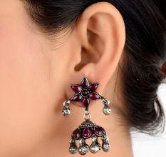 Amethyst Floral 92.5 Sterling Silver Earring Every Day Jhumki For Women