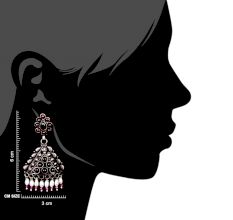 92.5 Sterling Silvre Earrings Triangle Shaped Pink Tourmaline Pearl Beads Hangings