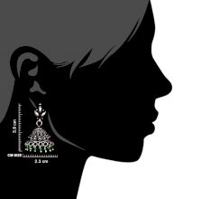 92.5 Sterling Silver Earrings Engraved Floral Stud Green Onyx Beads Jhumki