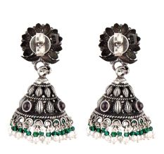 Floral 92.5 Amethyst Stone Engraved Design Green Onyx And Pearl Beads