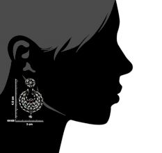Black 92.5 Sterling Silver Earrings Small Embossed Motifs Fuchsia Chandbali Earrings