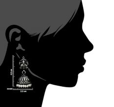 Ganesha 92.5 Sterling silver Earrings With engraved Pattern And Pearl Beads Hangings