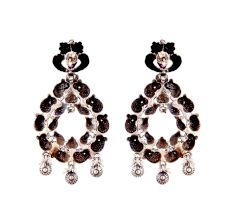 92.5 Sterling Silver Earrings Fish Motifs Wreath Pattern Amethyst Stone